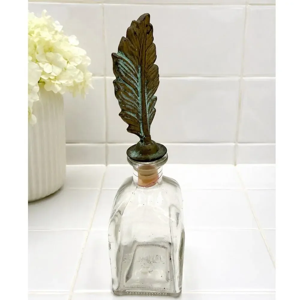 1970's Decorative Bottle with Brass Stopper